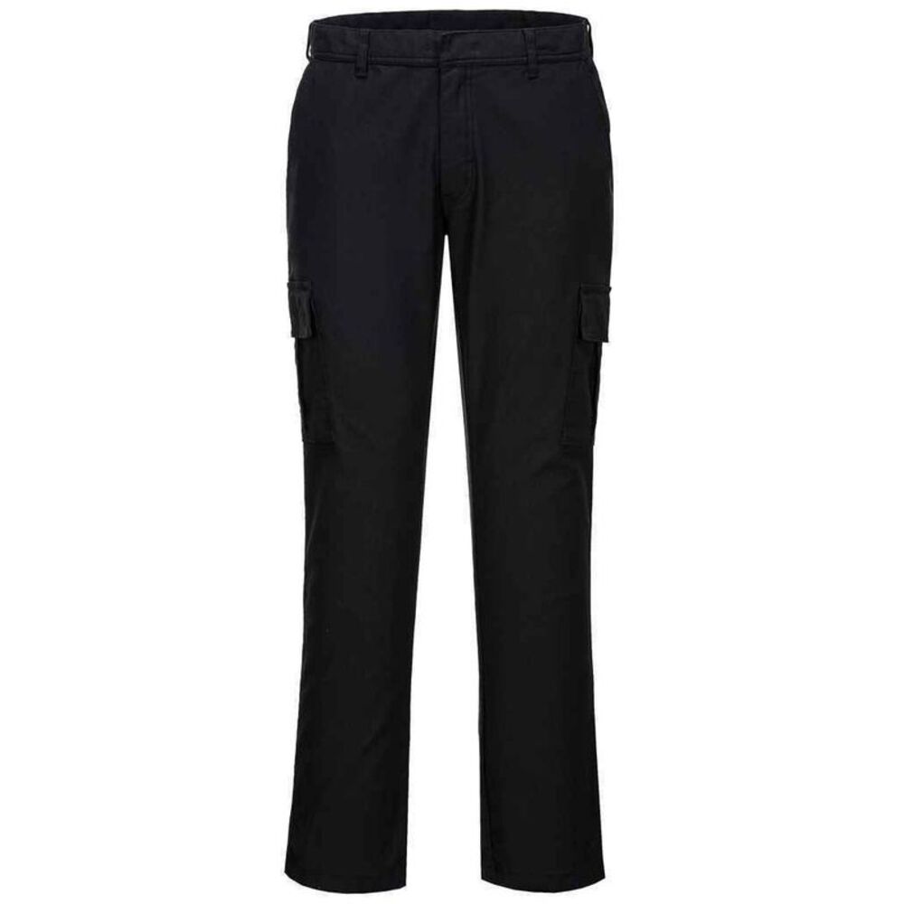 Portwest Mens Stretch Slim Cargo Pants / Black